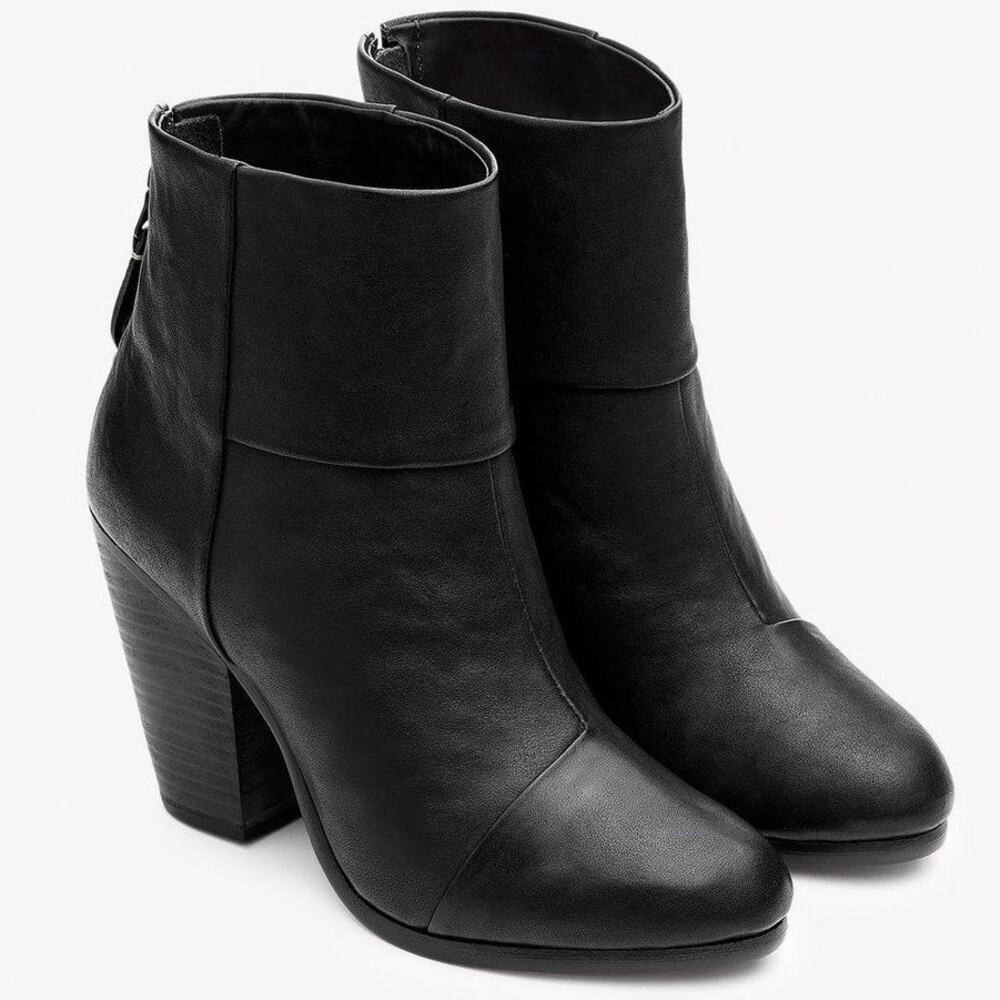 Rag & Bone The Classic Newbury Boot Black Leather Women's Size 39 (US 9) GUC